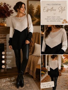 🔥 FALL ESSENTIAL🔥 | Color Block 🖤Black & Cream | Cozy Chic